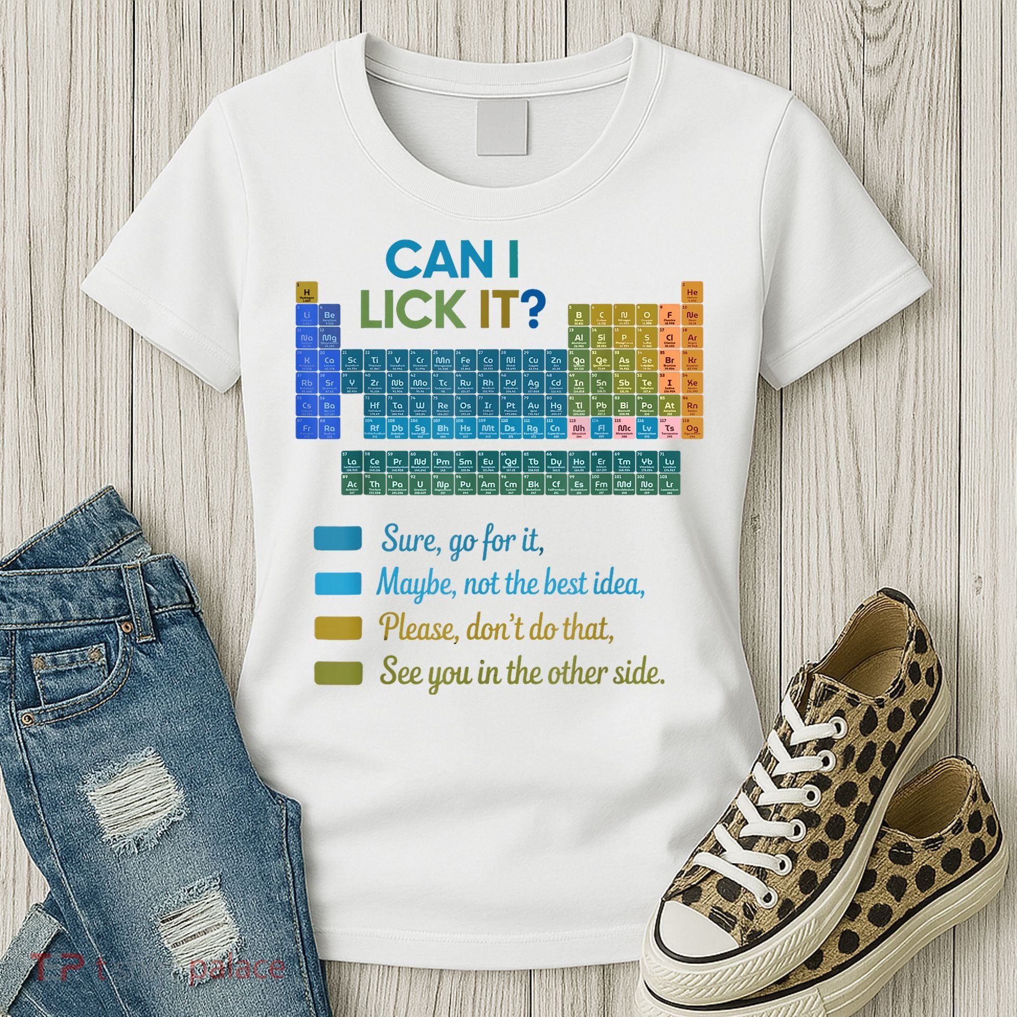 Can I Lick It Funny 100 Days Of School Periodic Table Women's T-Shirt