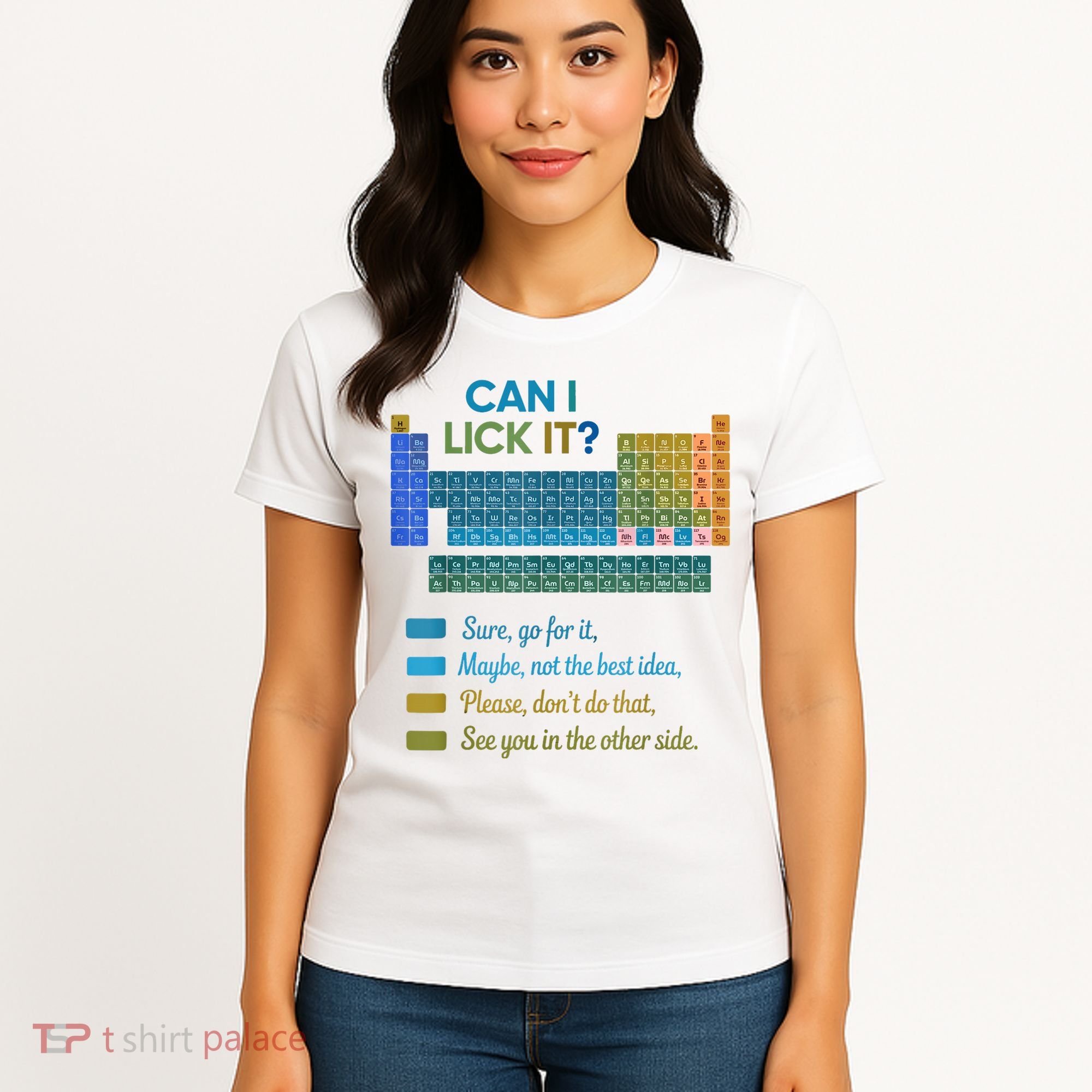 Can I Lick It Funny 100 Days Of School Periodic Table Women's T-Shirt