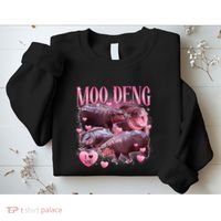 Cute I Love Moo Deng Baby Hippo Moo Deng I Heart Moo Deng Sweatshirt thumb 2