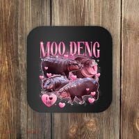 Cute I Love Moo Deng Baby Hippo Moo Deng I Heart Moo Deng Coaster thumb 0