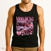 Cute I Love Moo Deng Baby Hippo Moo Deng I Heart Moo Deng Tank Top thumb 3