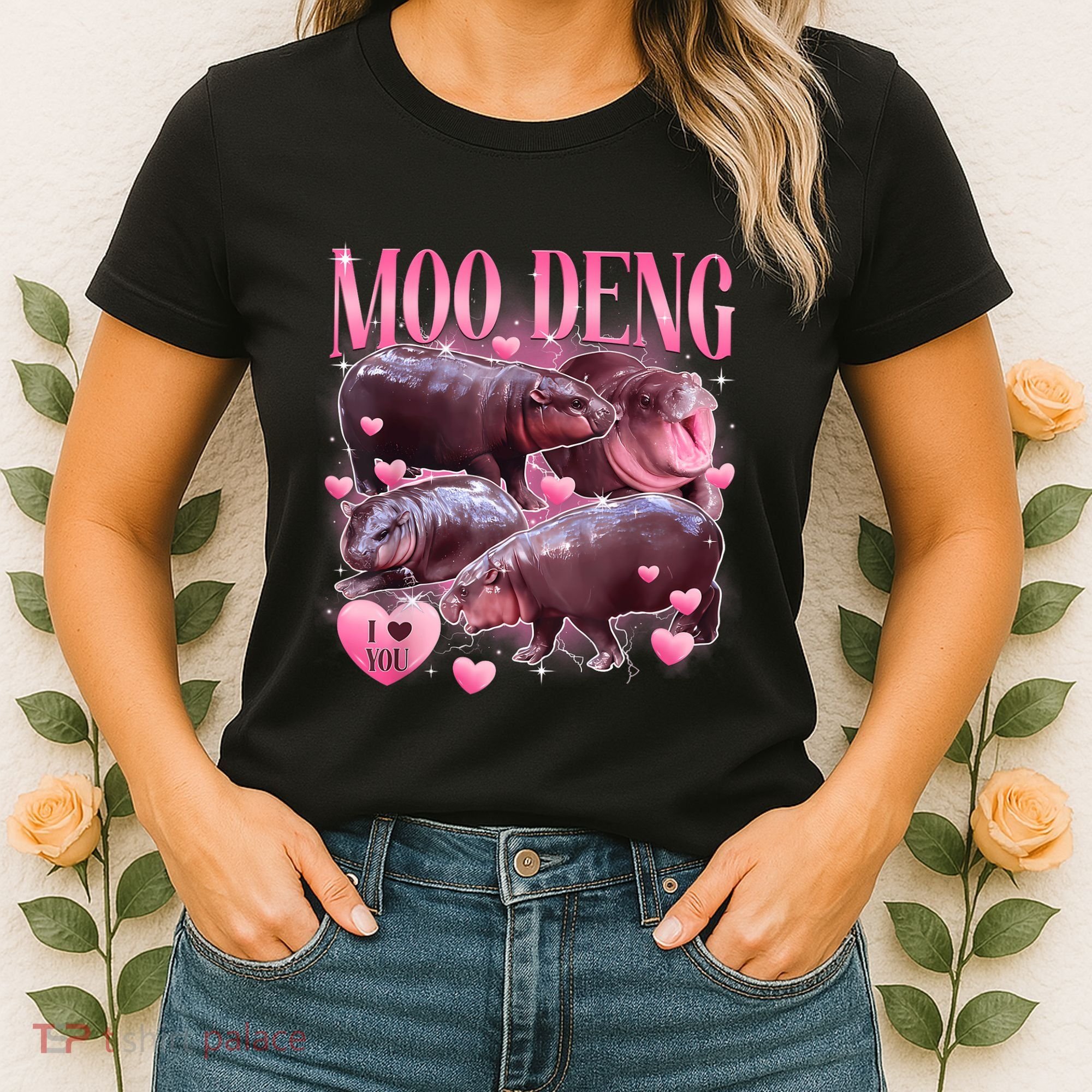 Cute I Love Moo Deng Baby Hippo Moo Deng I Heart Moo Deng Women's T-Shirt