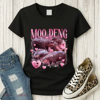 Cute I Love Moo Deng Baby Hippo Moo Deng I Heart Moo Deng Women's T-Shirt thumb 3