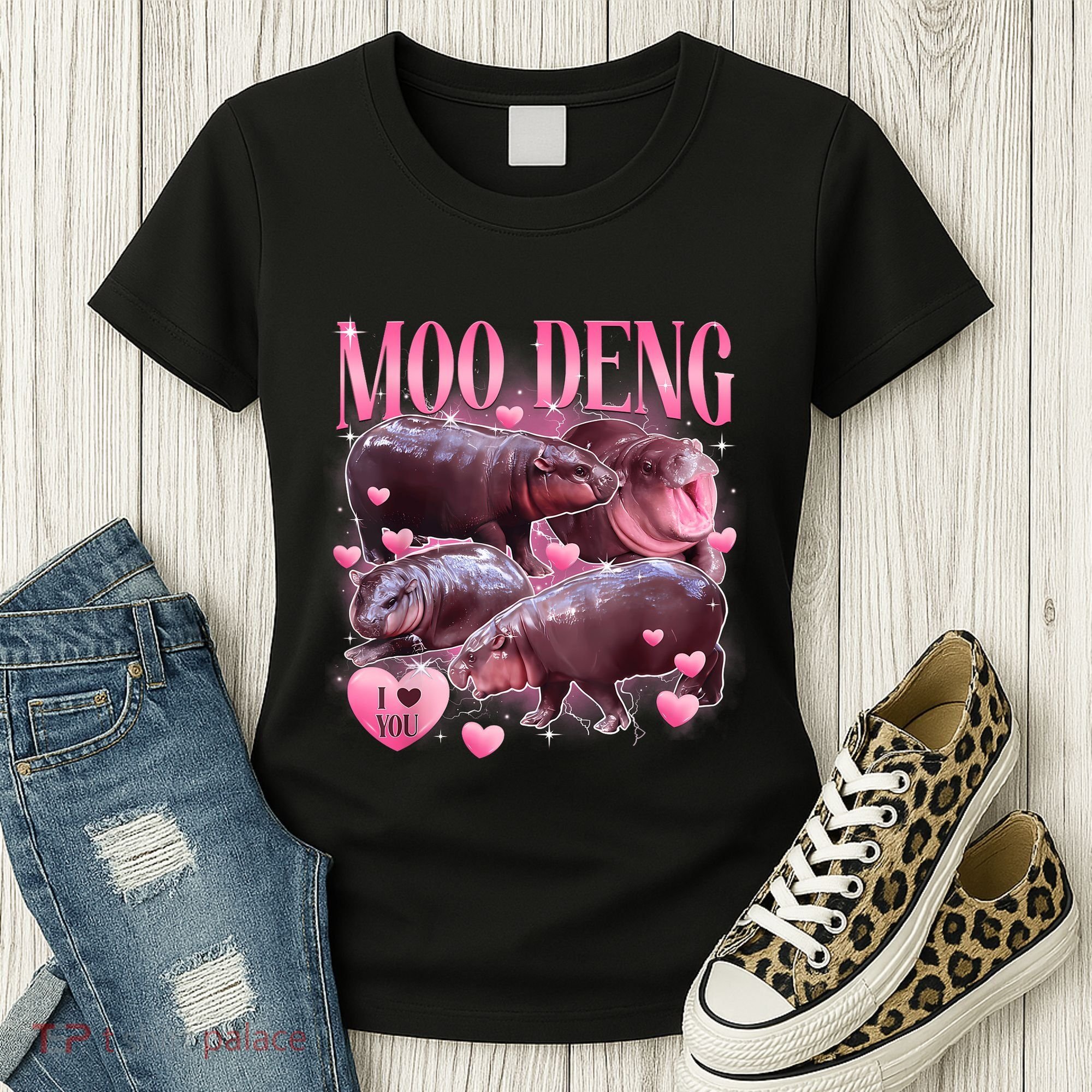 Cute I Love Moo Deng Baby Hippo Moo Deng I Heart Moo Deng Women's T-Shirt