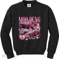 Cute I Love Moo Deng Baby Hippo Moo Deng I Heart Moo Deng Kids Sweatshirt thumb 0