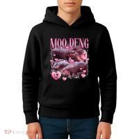 Cute I Love Moo Deng Baby Hippo Moo Deng I Heart Moo Deng Kids Hoodie thumb 4