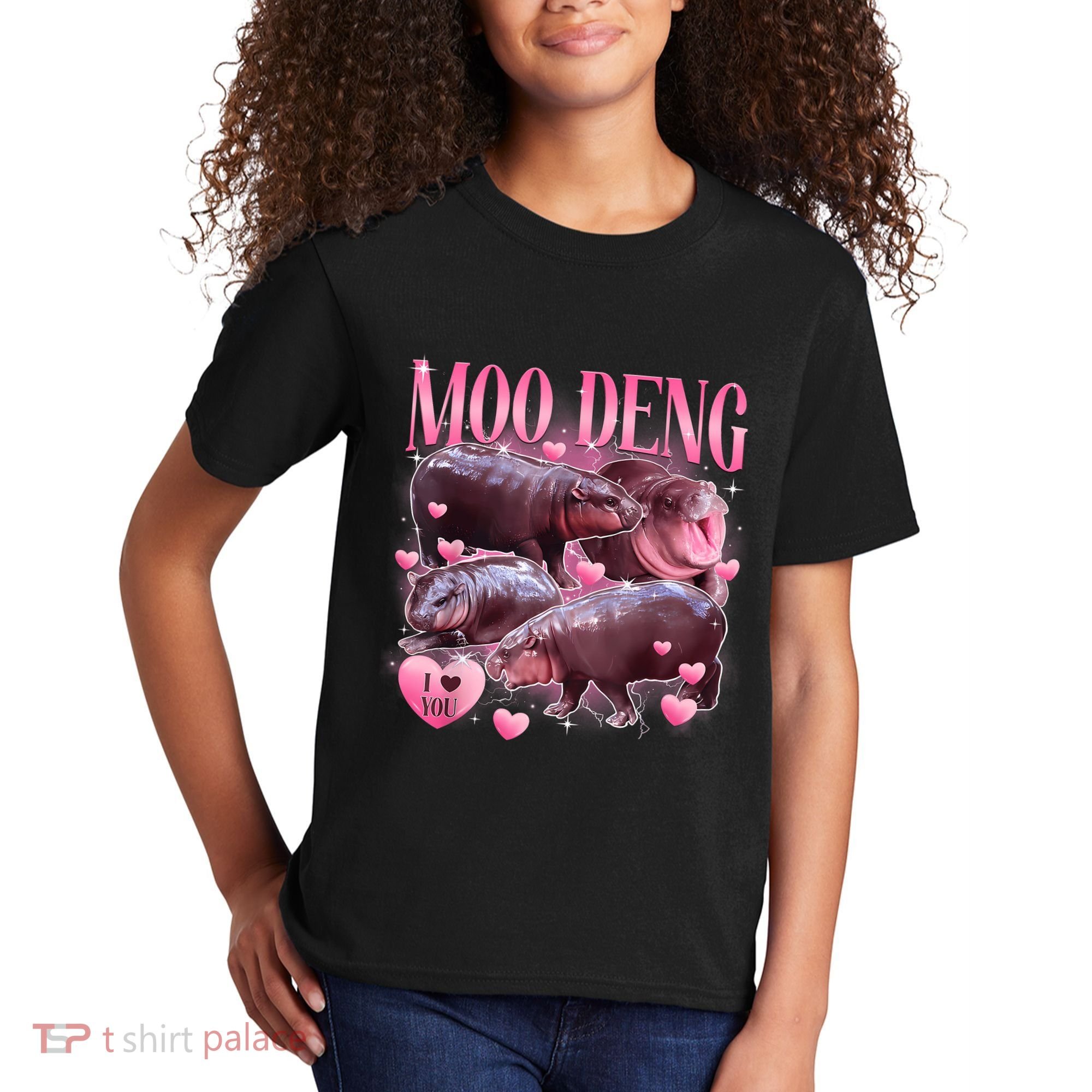 Cute I Love Moo Deng Baby Hippo Moo Deng I Heart Moo Deng Kids T-Shirt