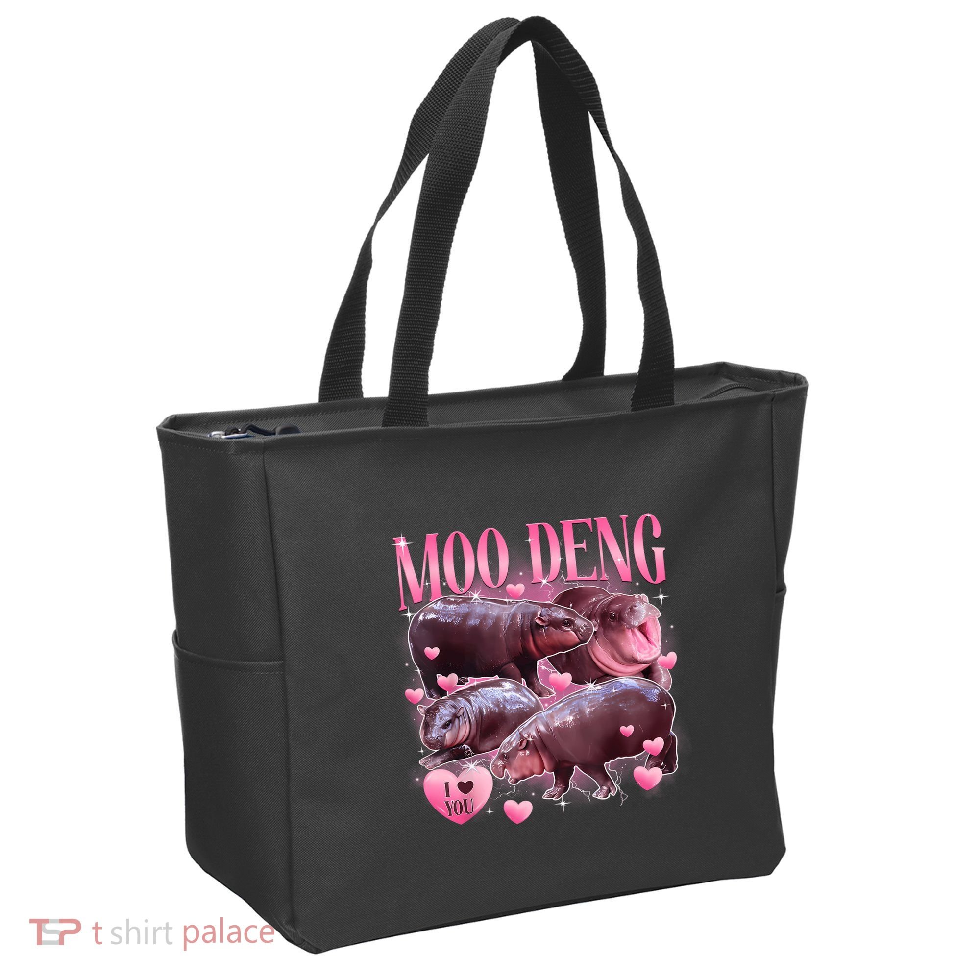 Cute I Love Moo Deng Baby Hippo Moo Deng I Heart Moo Deng Tote Bag