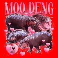 Cute I Love Moo Deng Baby Hippo Moo Deng I Heart Moo Deng Santa Hat thumb 1