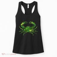 Crab Irish Lucky Green Shamrock Clover St Patricks Day Women's Tank Top thumb 0