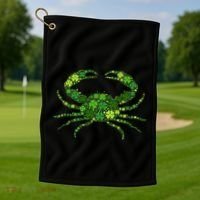 Crab Irish Lucky Green Shamrock Clover St Patricks Day Golf Towel thumb 1