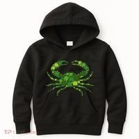 Crab Irish Lucky Green Shamrock Clover St Patricks Day Kids Hoodie thumb 0
