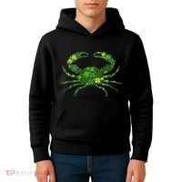Crab Irish Lucky Green Shamrock Clover St Patricks Day Kids Hoodie thumb 4