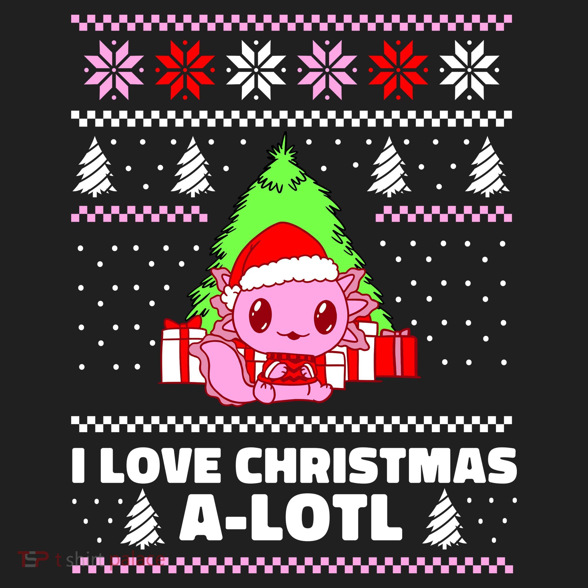 Cute I Love Christmas A Lotl Axolotl Funny Presents Ugly Beanie