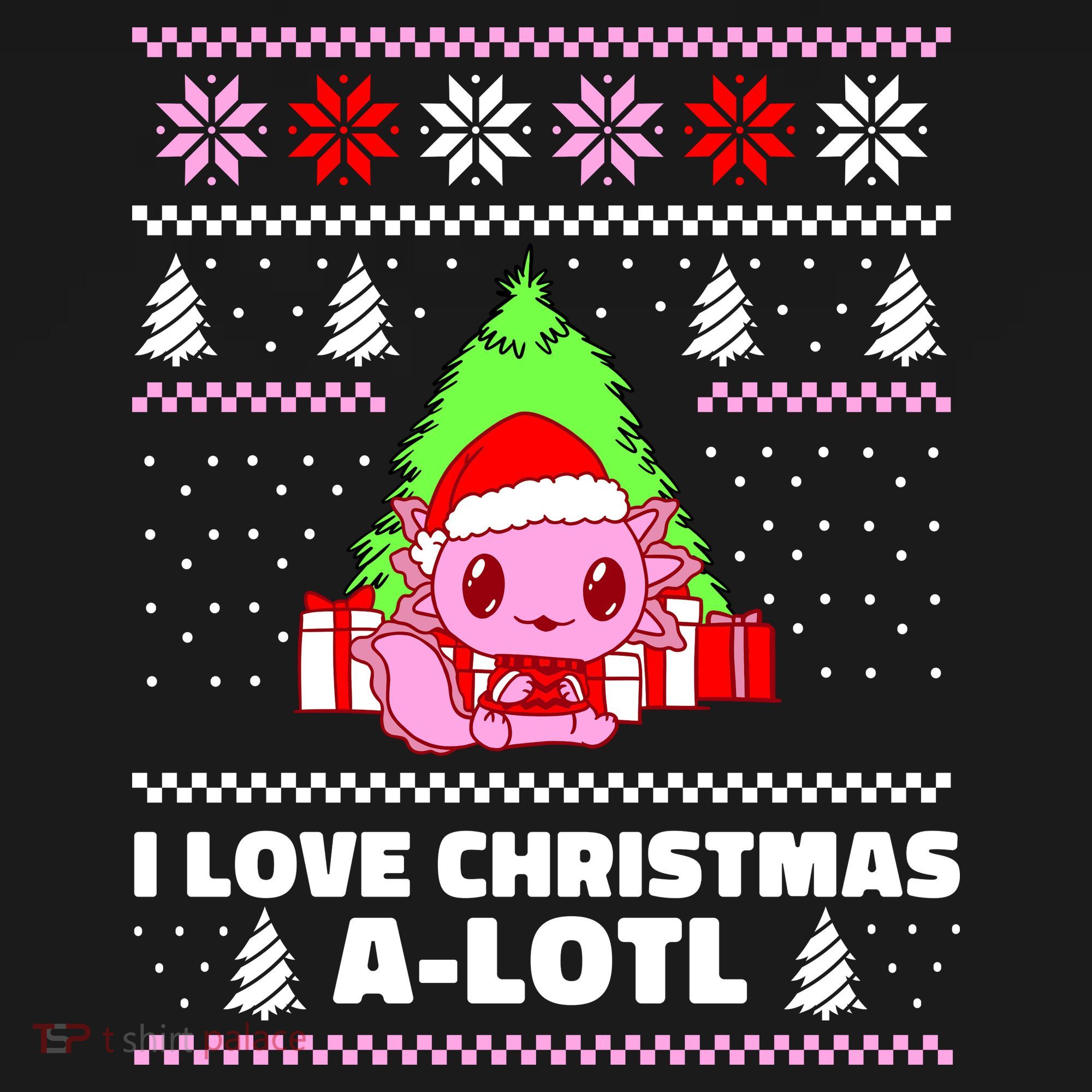 Cute I Love Christmas A Lotl Axolotl Funny Presents Ugly Women's Tank Top