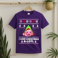 Cute I Love Christmas A Lotl Axolotl Funny Presents Ugly T-Shirt thumb 2