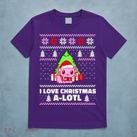 Cute I Love Christmas A Lotl Axolotl Funny Presents Ugly T-Shirt thumb 5