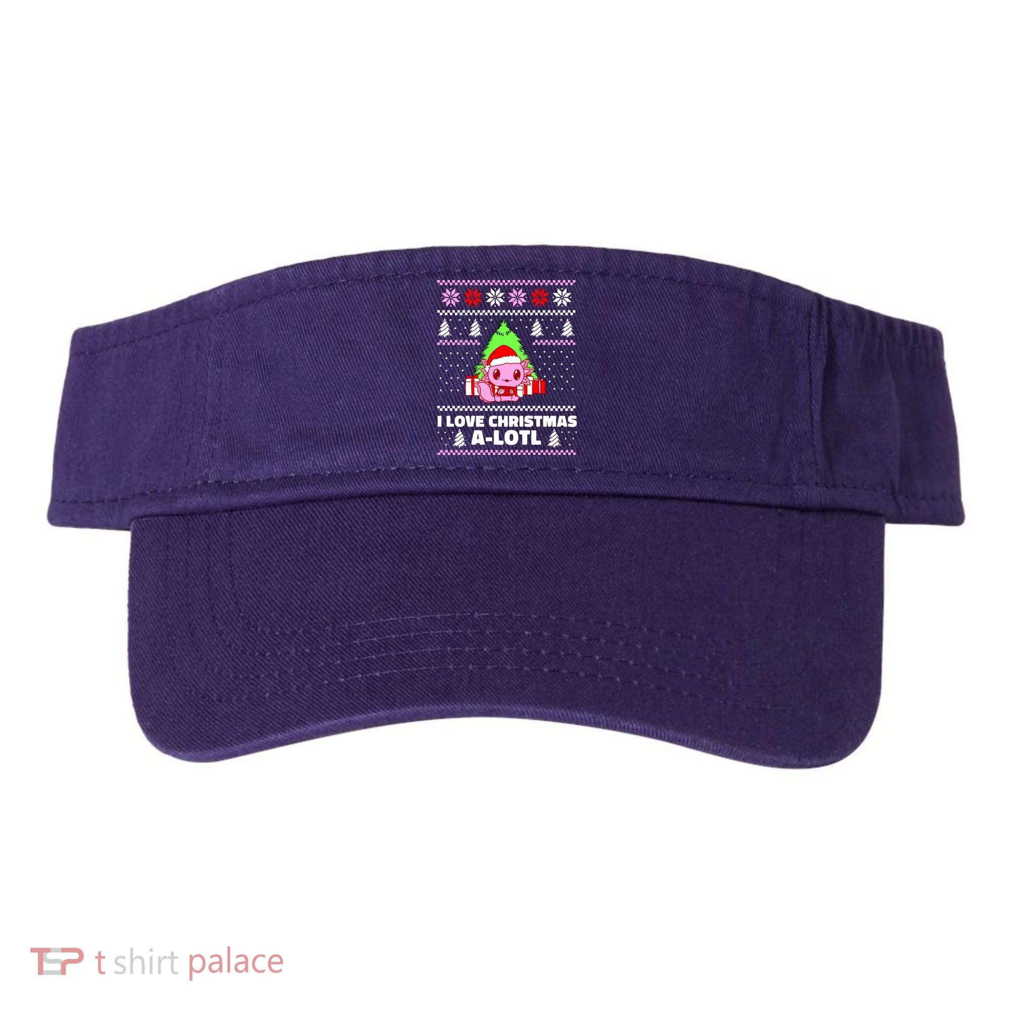 Cute I Love Christmas A Lotl Axolotl Funny Presents Ugly Visor
