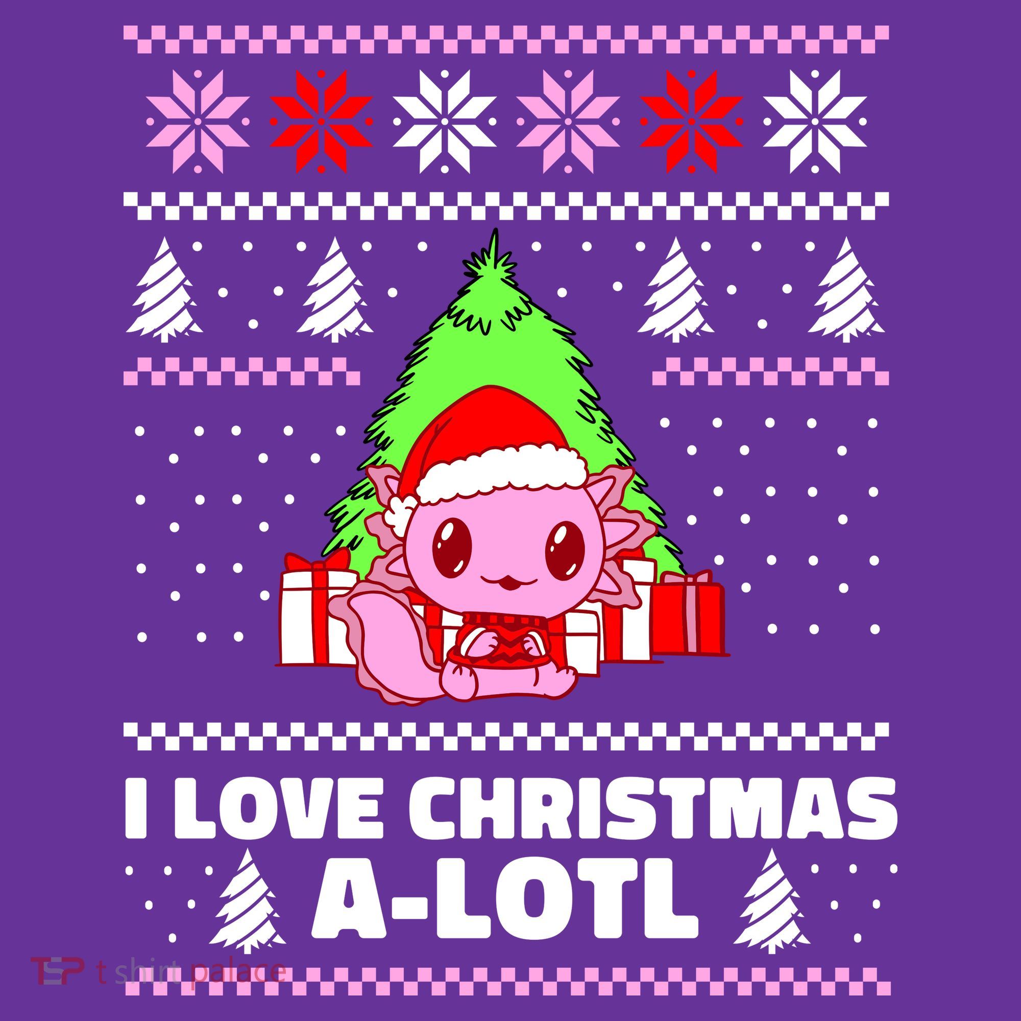Cute I Love Christmas A Lotl Axolotl Funny Presents Ugly Kids Sweatshirt