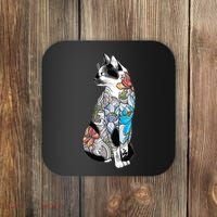 Cat In Lotus Tattoo Coaster thumb 0