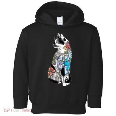 Cat In Lotus Tattoo Toddler Hoodie