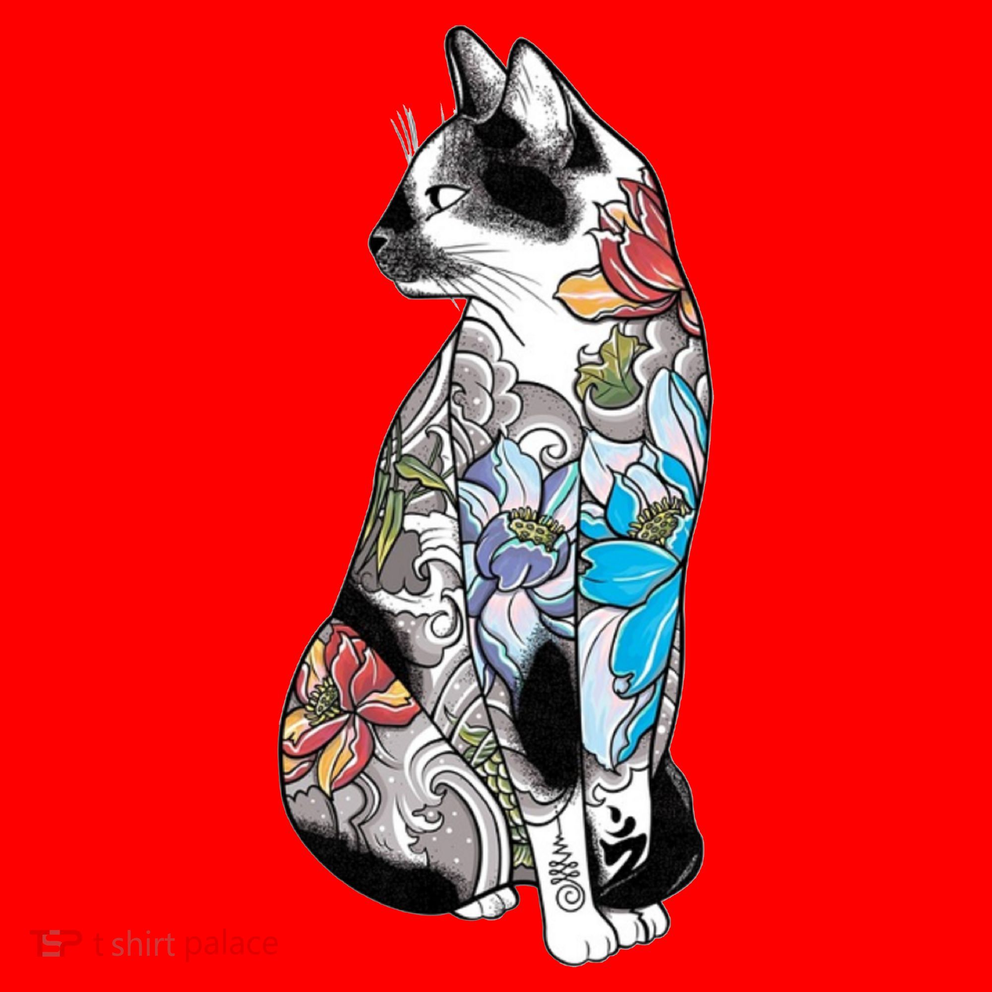 Cat In Lotus Tattoo Santa Hat
