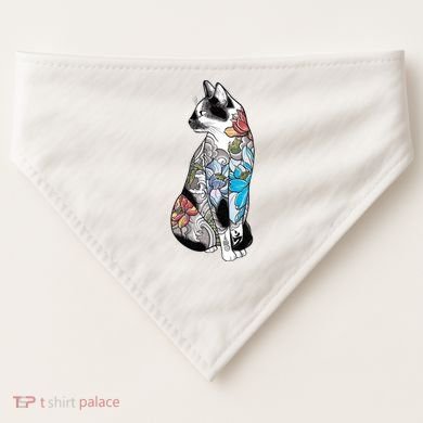 Cat In Lotus Tattoo USA-Made Doggie Bandana
