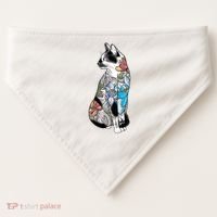 Cat In Lotus Tattoo USA-Made Doggie Bandana thumb 0