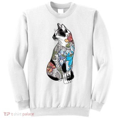 Cat In Lotus Tattoo Sweatshirt