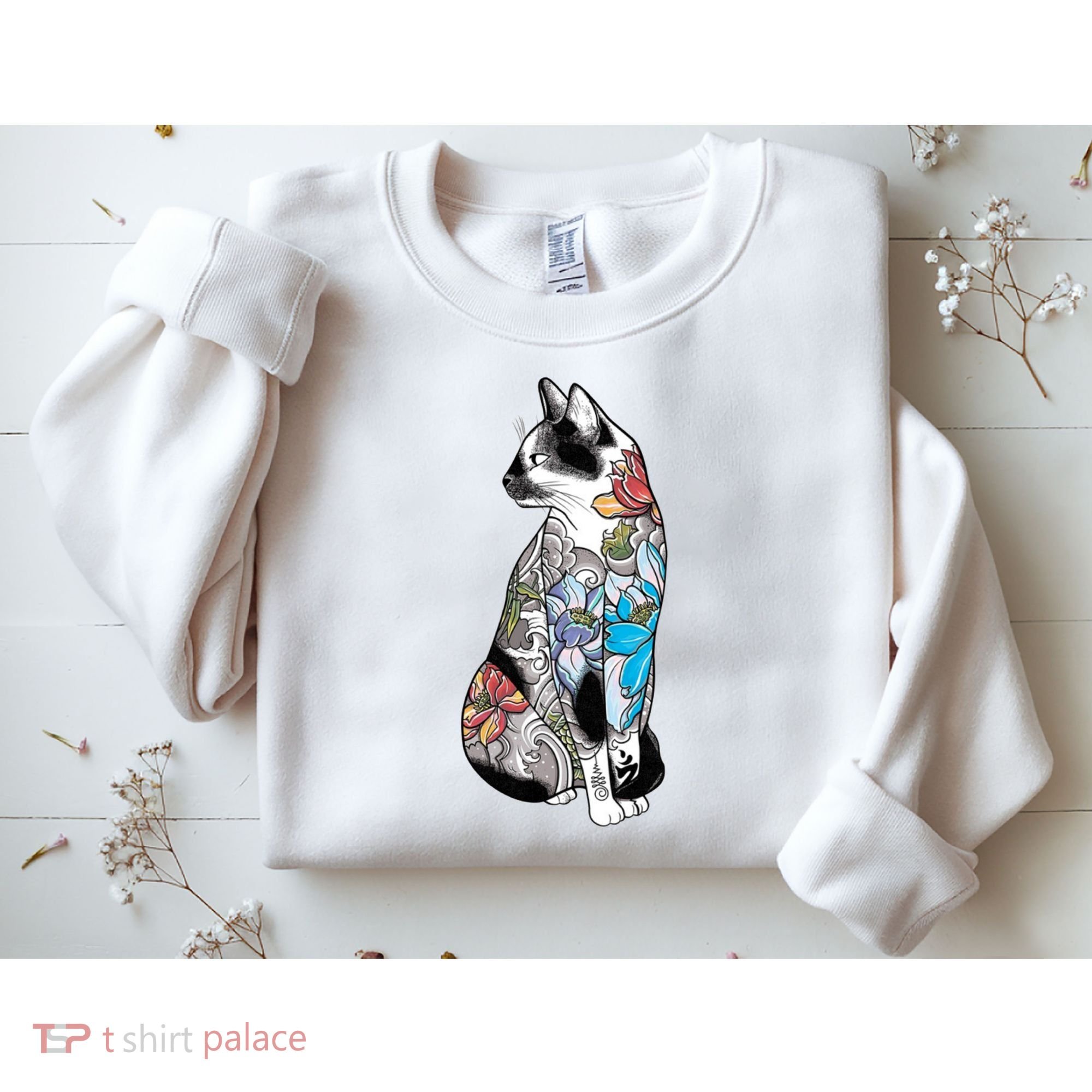 Cat In Lotus Tattoo Sweatshirt