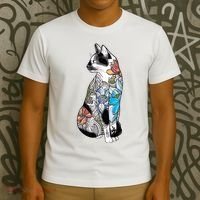 Cat In Lotus Tattoo T-Shirt thumb 3
