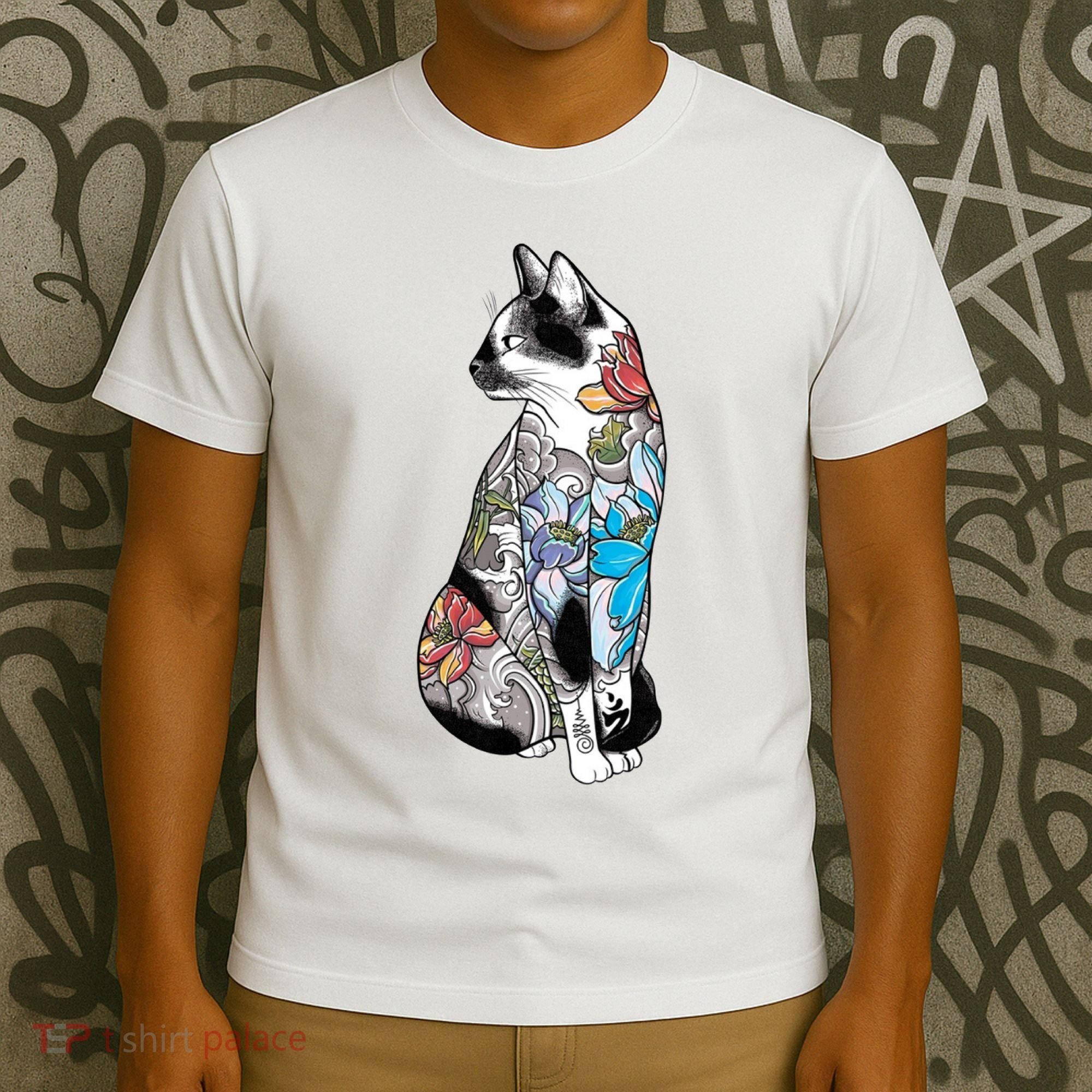 Cat In Lotus Tattoo T-Shirt