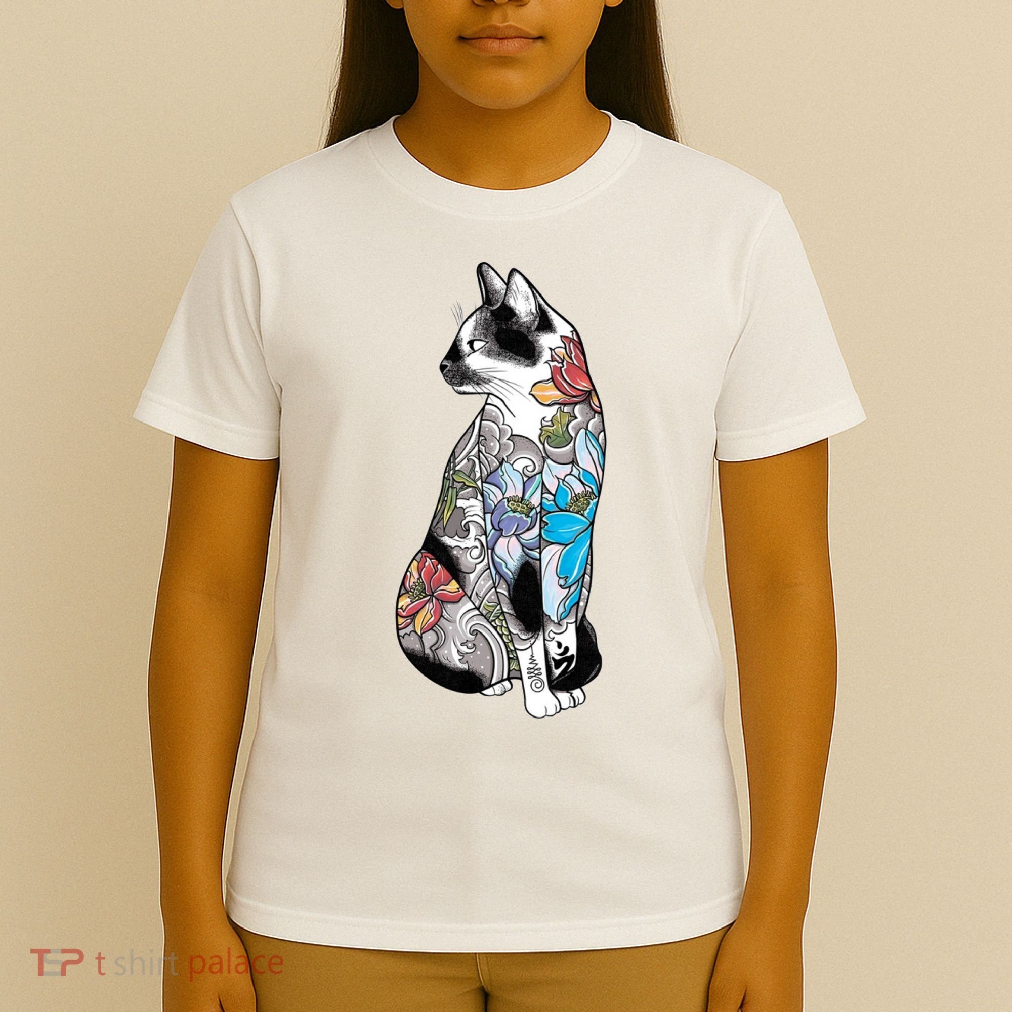 Cat In Lotus Tattoo T-Shirt