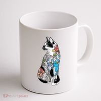 Cat In Lotus Tattoo Coffee Mug thumb 1