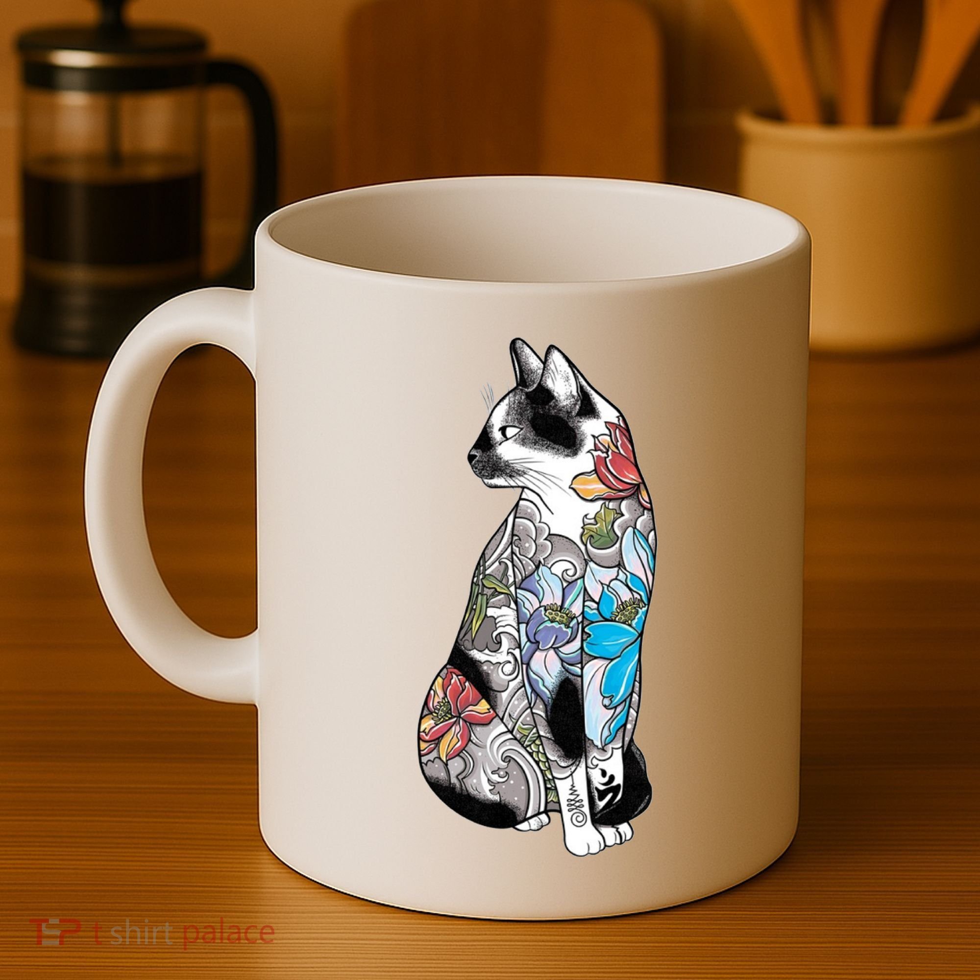 Cat In Lotus Tattoo Coffee Mug