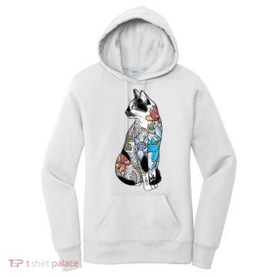 Cat In Lotus Tattoo Women's Hoodie
