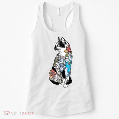 Cat In Lotus Tattoo Women's Tank Top