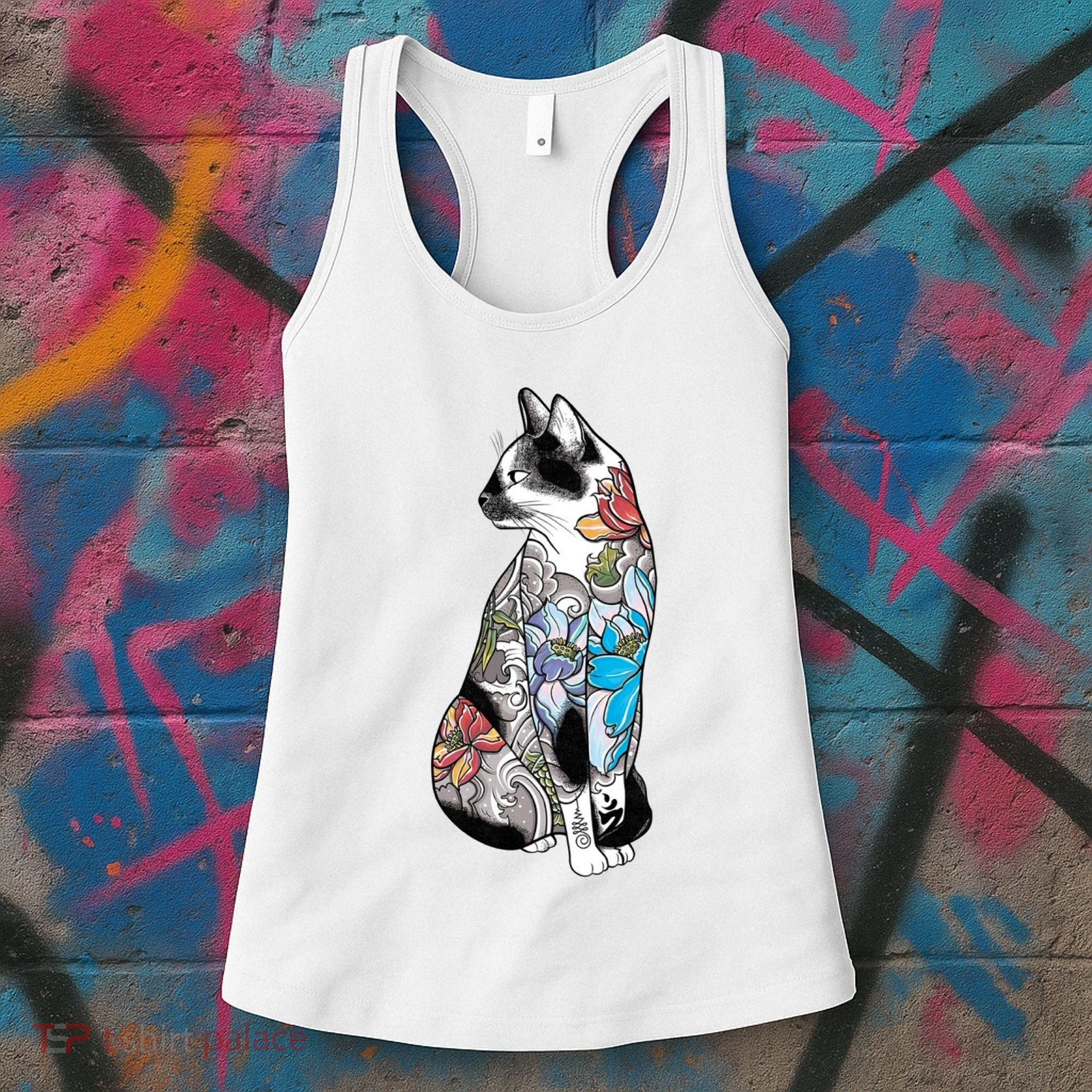 Cat In Lotus Tattoo Women's Tank Top