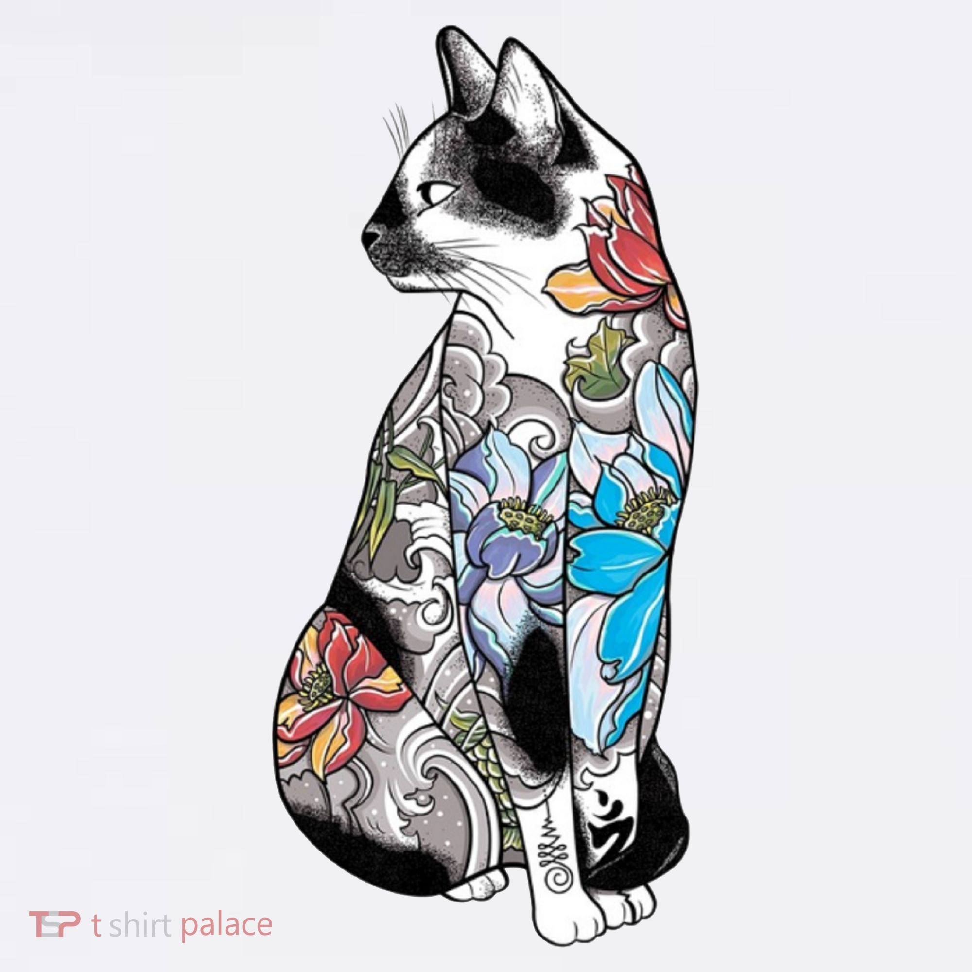 Cat In Lotus Tattoo Baby Bodysuit