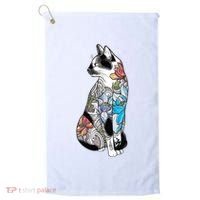 Cat In Lotus Tattoo Golf Towel thumb 0