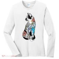 Cat In Lotus Tattoo Women's Long Sleeve Shirt thumb 0