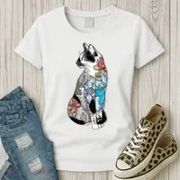Cat In Lotus Tattoo Women's T-Shirt thumb 3