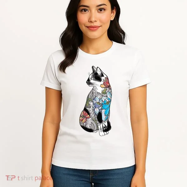 Cat In Lotus Tattoo Women's T-Shirt