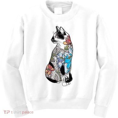 Cat In Lotus Tattoo Kids Sweatshirt