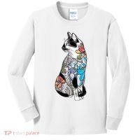 Cat In Lotus Tattoo Kids Long Sleeve Shirt thumb 0