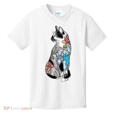 Cat In Lotus Tattoo Kids T-Shirt