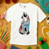 Cat In Lotus Tattoo Kids T-Shirt thumb 3