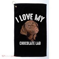 Cool I Love My Chocolate Lab Funny Brown Labrador Pet Gift Funny Gift Golf Towel thumb 0
