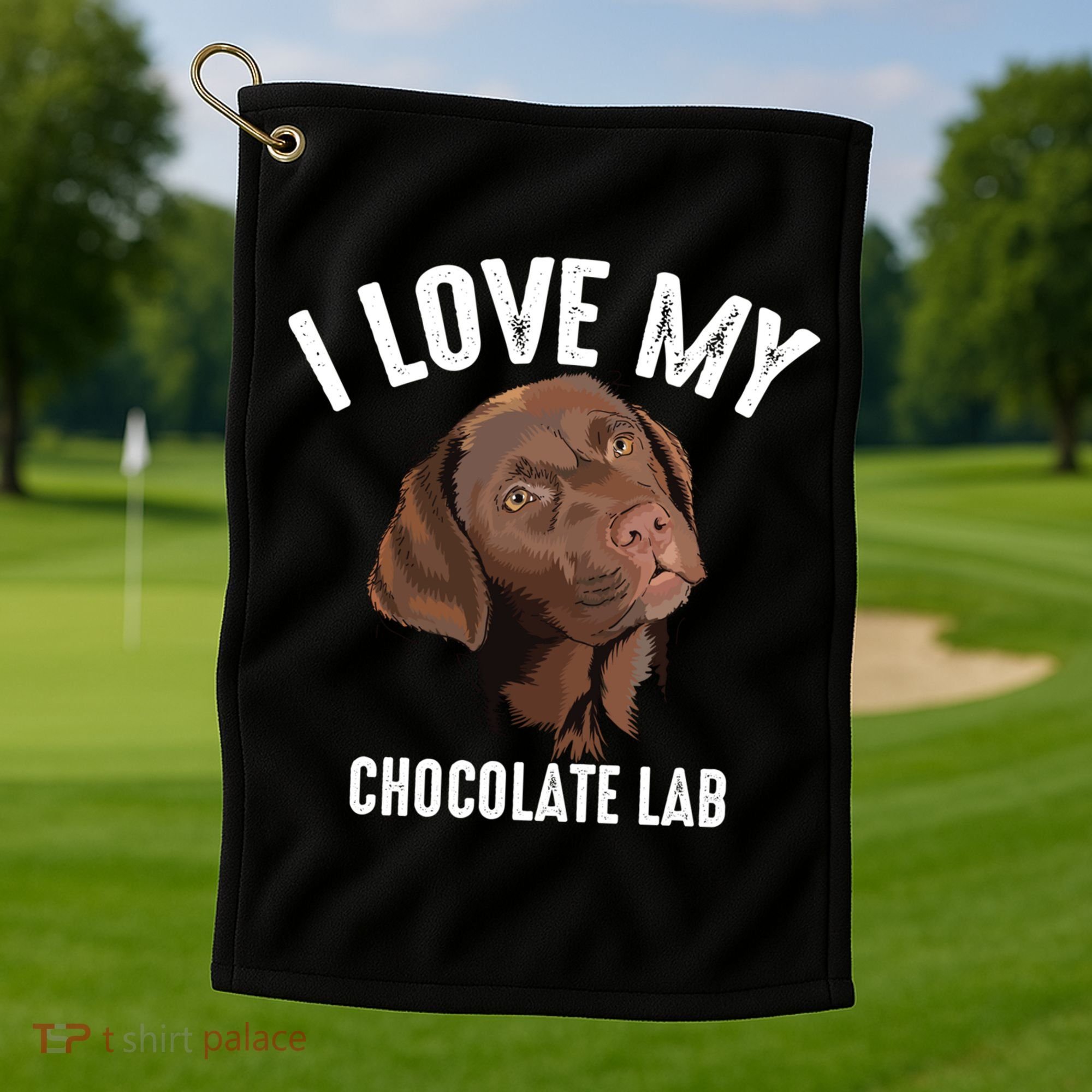 Cool I Love My Chocolate Lab Funny Brown Labrador Pet Gift Funny Gift Golf Towel