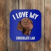 Cool I Love My Chocolate Lab Funny Brown Labrador Pet Gift Funny Gift Coaster thumb 0